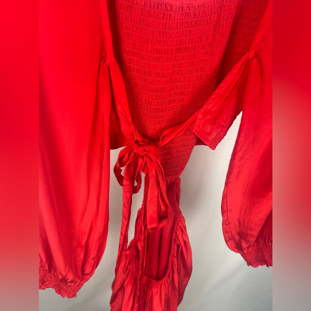 Shahida Parides Red Long Sleeve Cutout Mini Dress Size Medium (8-10) NWT - Picture 9 of 14